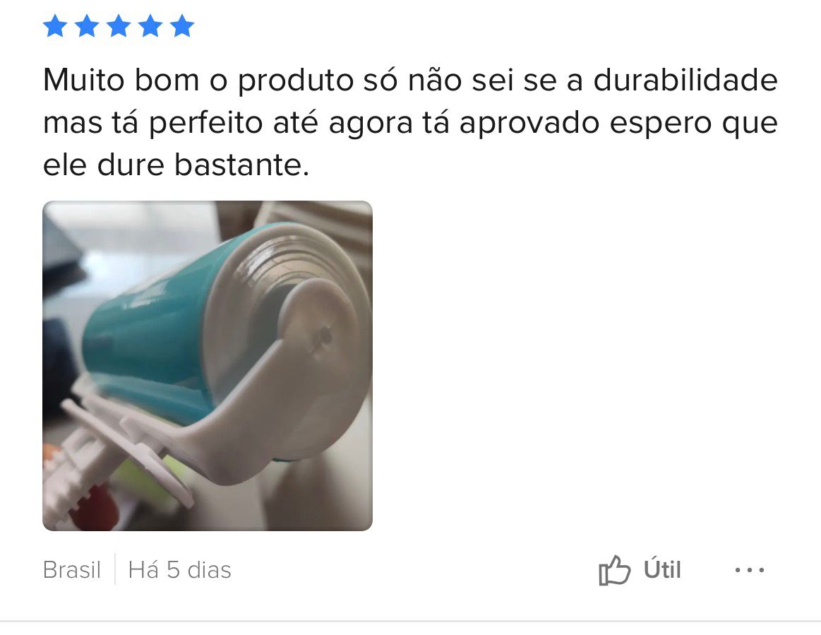 Print real de avaliação: Produto aprovado, boa durabilidade